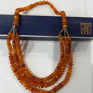 Vintage Baltic Butterscotch Amber Necklace Prayer Beads Soviet USSR Expo'67